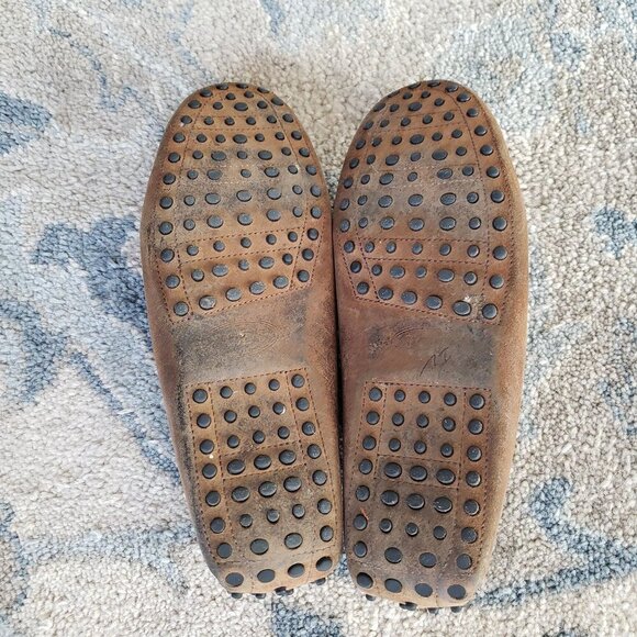 Tod's Men's Brown Leather Gommino Driving Penny Loafers Red Stitching UK10 US11 - Picture 7 of 11